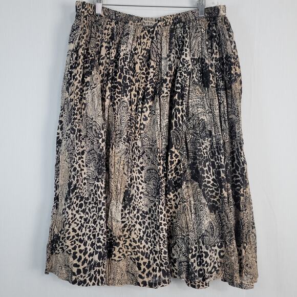 New Direction Mixed Print Pull-on Skirt size 3X brown black animal print boho - Picture 1 of 7